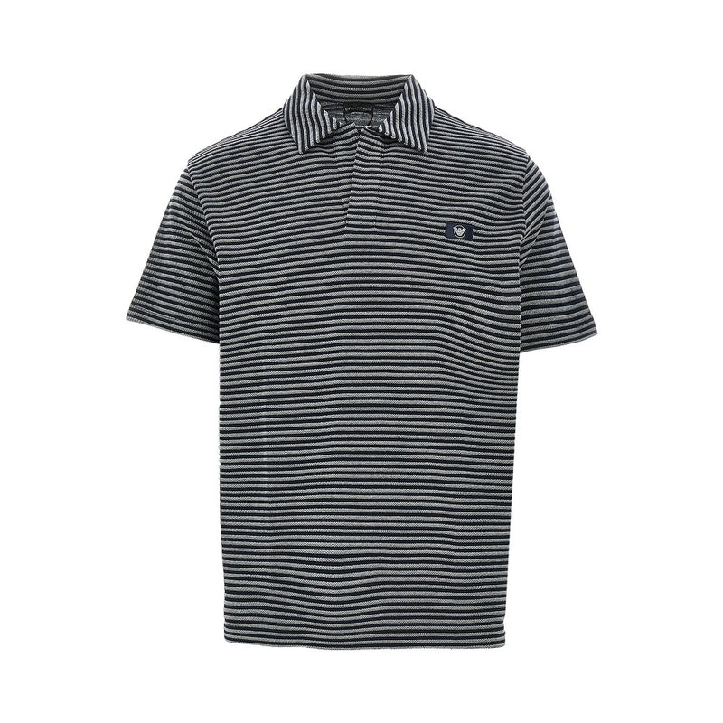 Emporio Armani Emporio Armani Striped Cotton Polo Shirt Blue Men - World Class Fashion