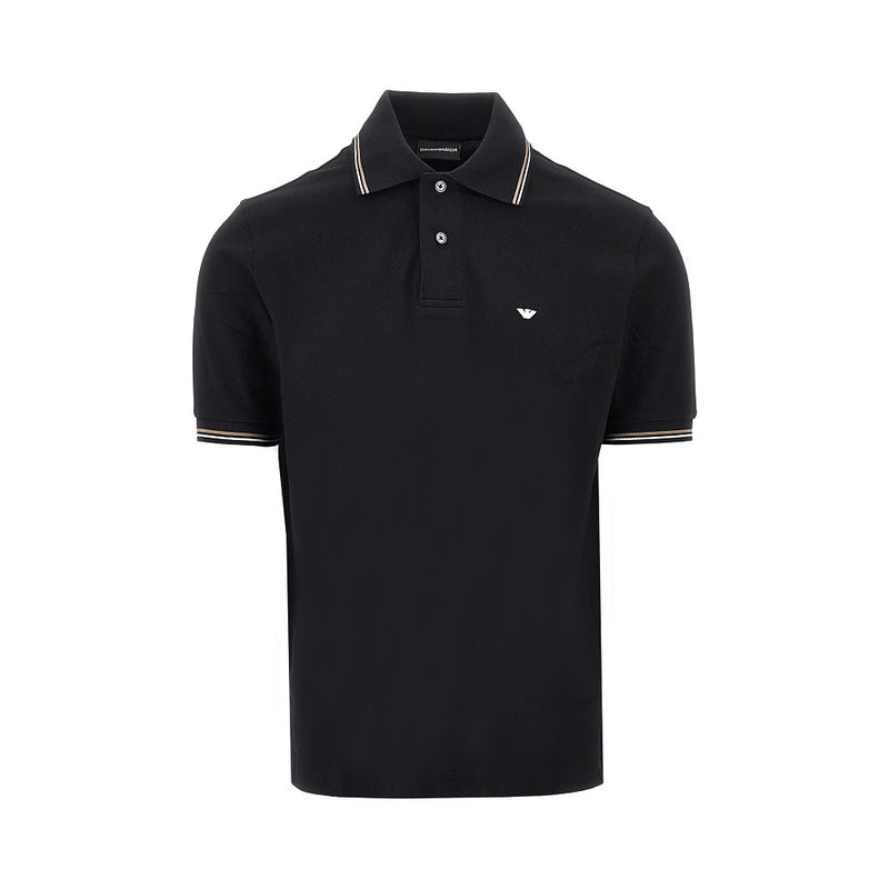 Emporio Armani Emporio Armani Eagle Embroidery Polo Shirt Black - World Class Fashion