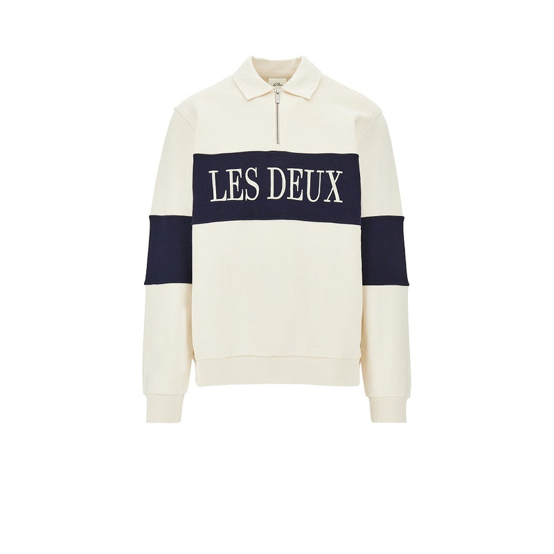 Les Deux Les Deux Zipper Rugby Sweatshirt White - World Class Fashion