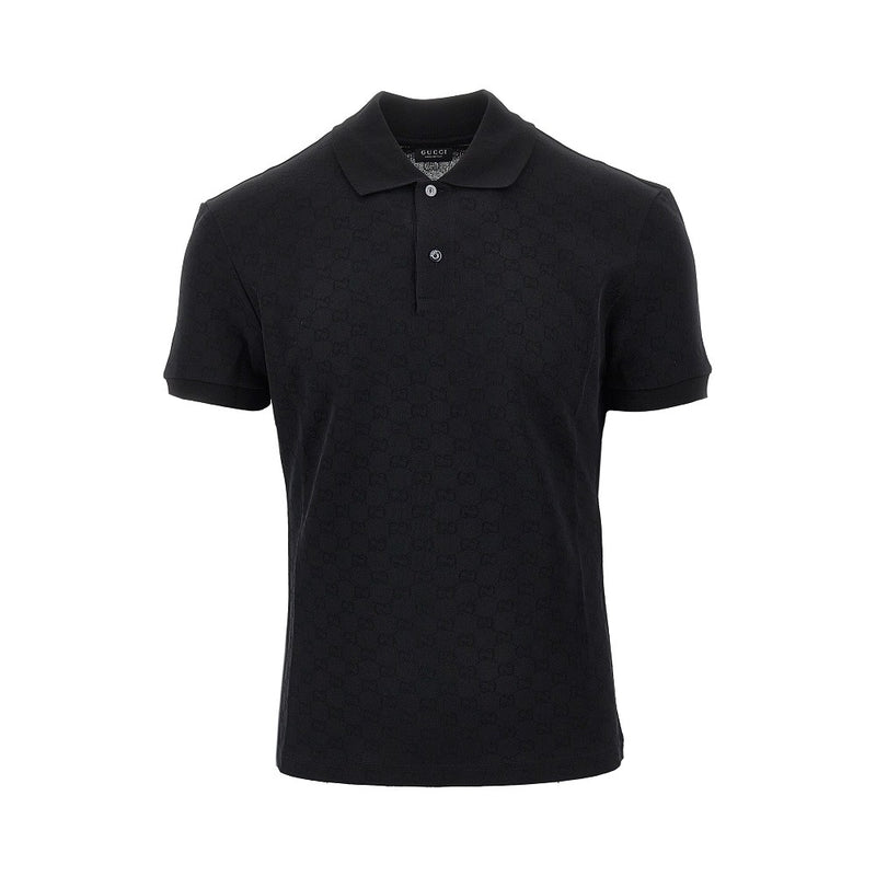 Gucci Gucci Jacquard Jersey Polo Shirt Black Men - World Class Fashion