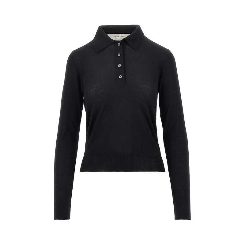 Golden Goose Golden Goose Ghislayne Knitted Polo Shirt Black - World Class Fashion
