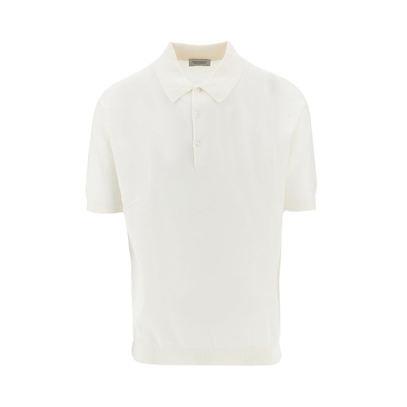 John Smedley John Smedley ISIS Cotton Knit Polo Shirt White - World Class Fashion