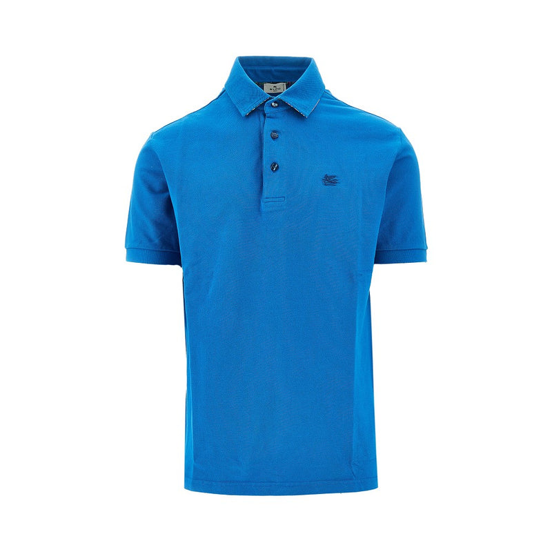 Etro Etro Piquet Polo Shirt with Pegaso Embroidery Blue - World Class Fashion