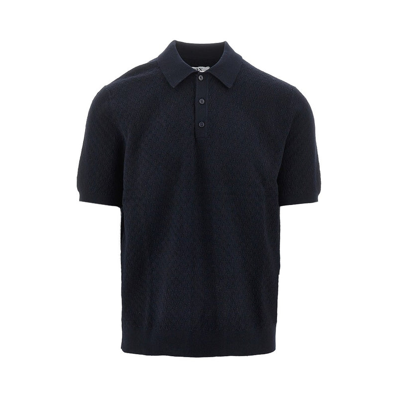 Wax London Wax London Naples Jacquard Knit Polo Shirt Navy - World Class Fashion
