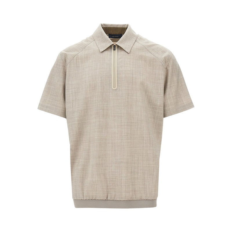 Sease Sease Light Wool Zipped Polo Shirt Beige - World Class Fashion