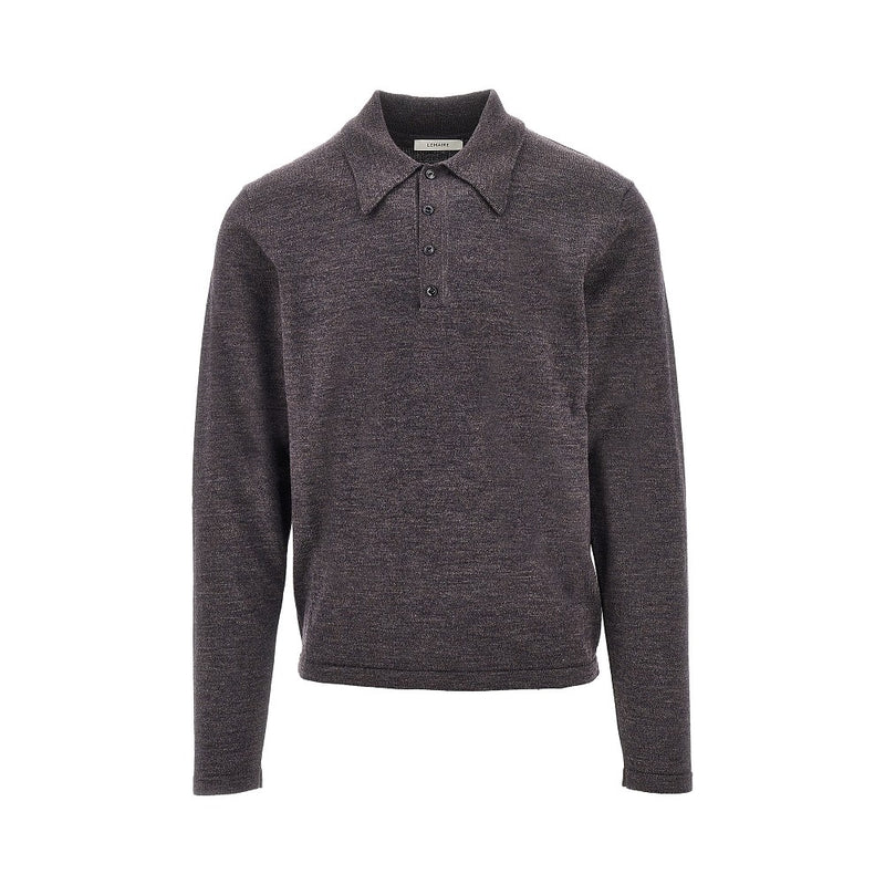 Lemaire Lemaire Mouliné Knitted Polo Shirt Purple Men - World Class Fashion