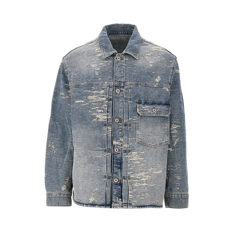 Emporio Armani Emporio Armani Vintage Effect Denim Jacket Blue - World Class Fashion
