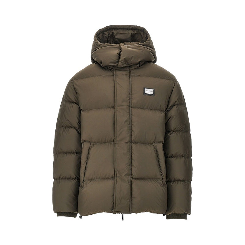 Emporio Armani Emporio Armani Logo Plate Down Jacket Khaki - World Class Fashion