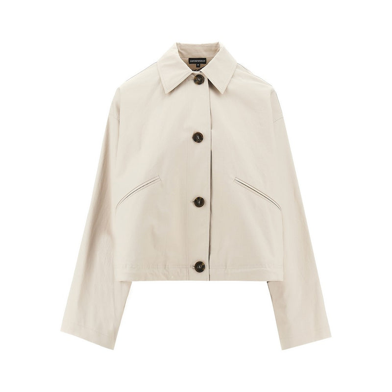 Emporio Armani Emporio Armani Cotton Gabardine Blouson Jacket Beige - World Class Fashion