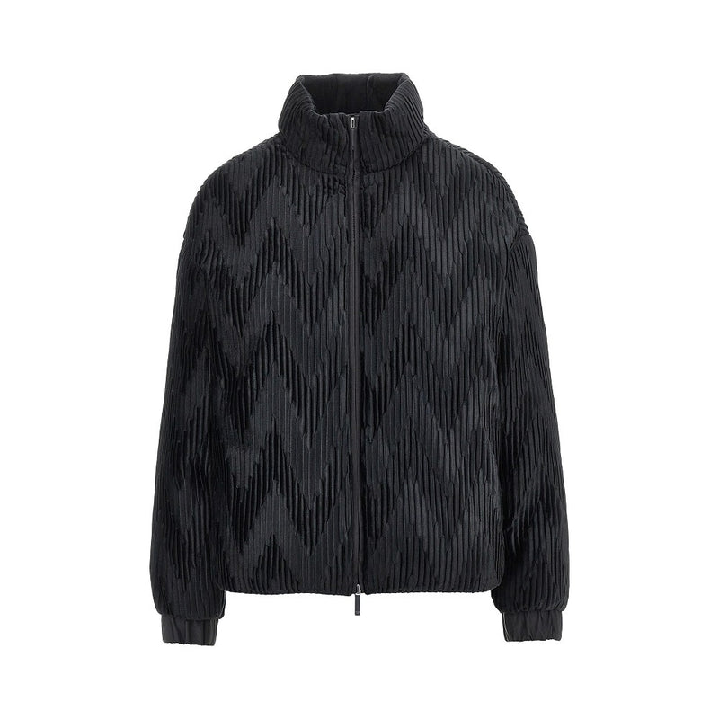 Emporio Armani Emporio Armani Pleated Satin Down Jacket Black - World Class Fashion