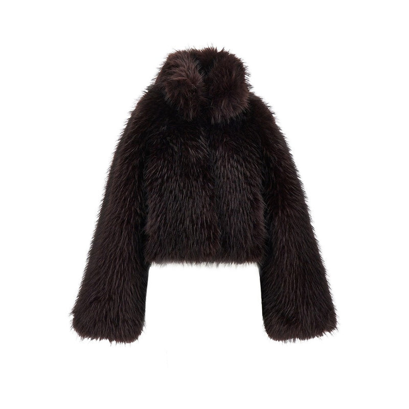 Pinko Pinko Faux Fur Cropped Jacket Red Women - World Class Fashion