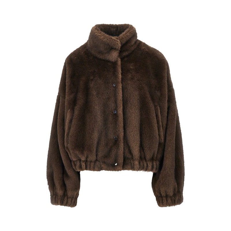 Max Mara Weekend Max Mara Weekend Faux Fur Bomber Jacket Brown - World Class Fashion