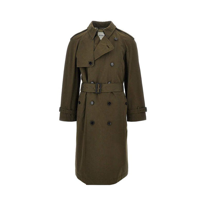 Burberry Burberry Cotton Long Trench Coat Green Men - World Class Fashion