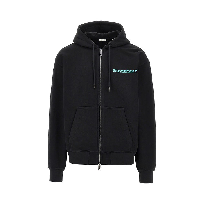 Burberry Burberry Heritage Logo Print Full-zip Hoodie Black - World Class Fashion