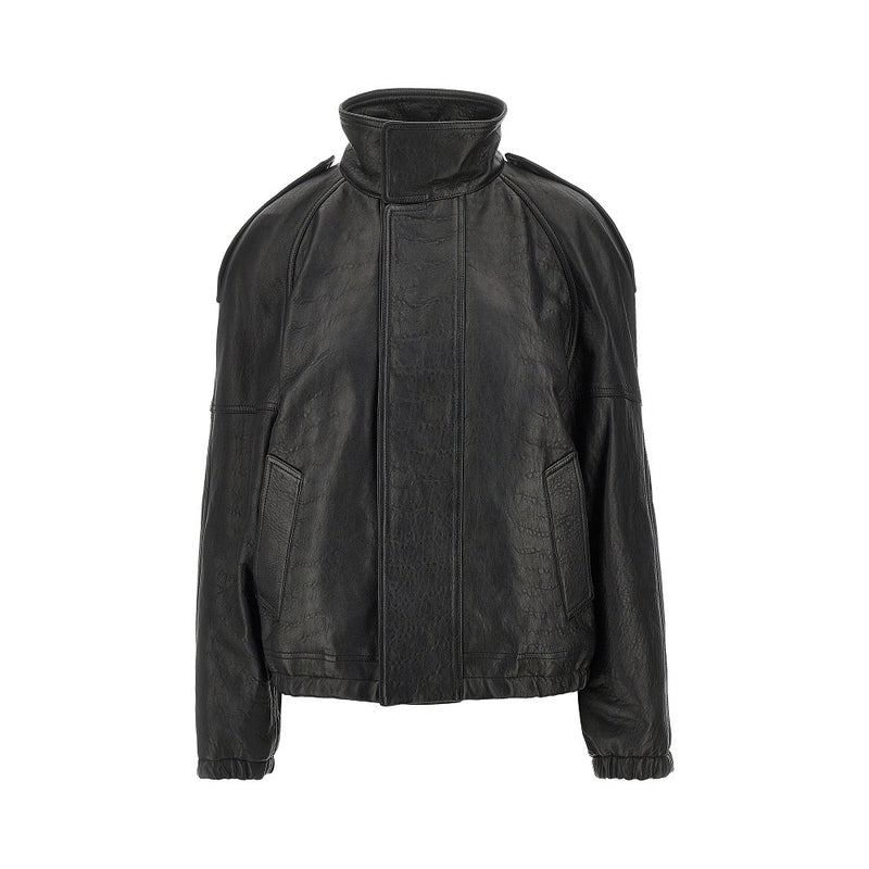 Saint Laurent Saint Laurent Padded Leather Oversized Jacket Black - World Class Fashion