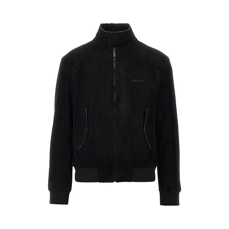 Gucci Gucci Suede Leather Bomber Jacket Black - World Class Fashion