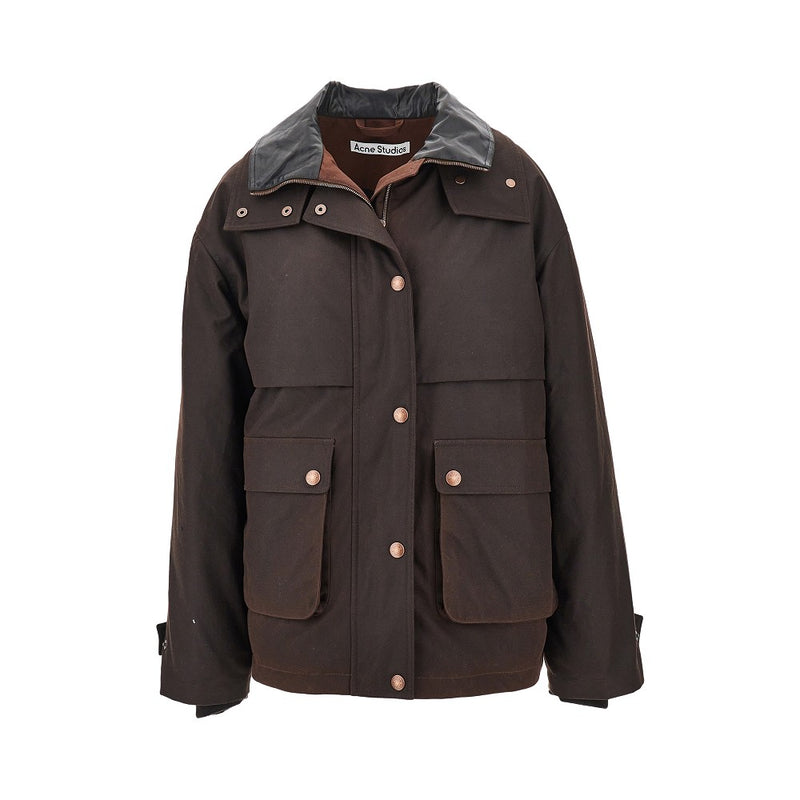 Acne Acne Waxed Canvas Padded Jacket Brown Women - World Class Fashion