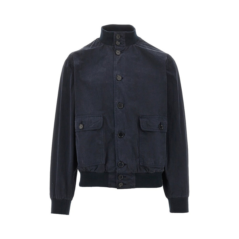 Aspesi Aspesi Cotton Canvas Bomber Jacket Blue - World Class Fashion