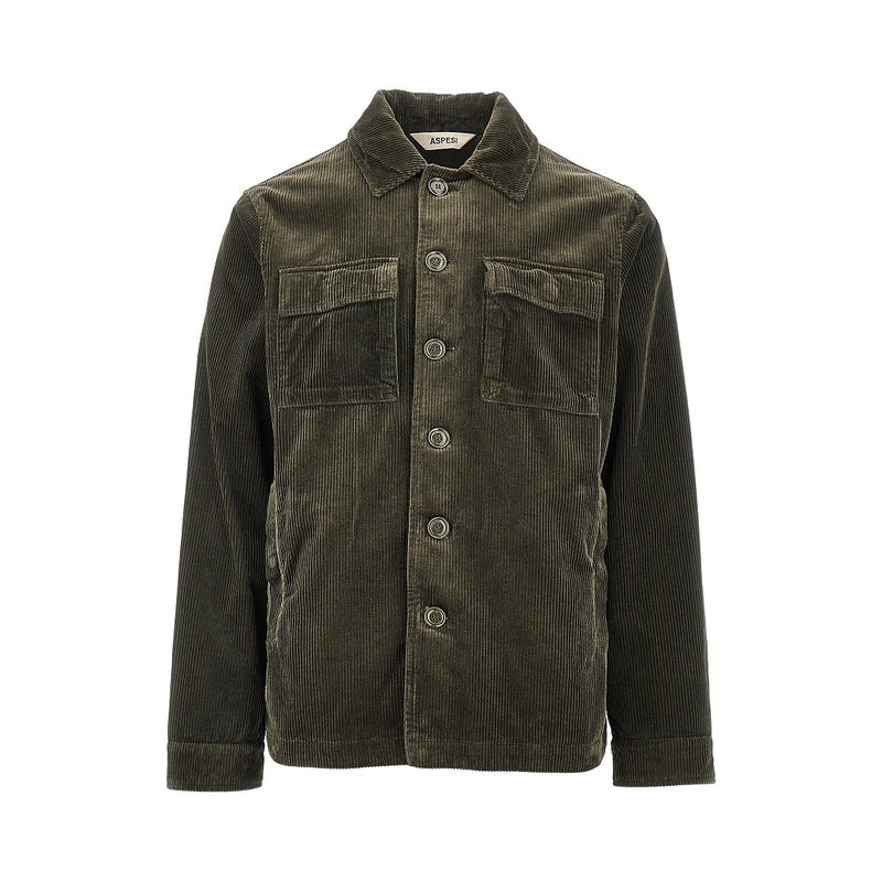 Aspesi Aspesi Corduroy Shirt Jacket Green Men - World Class Fashion