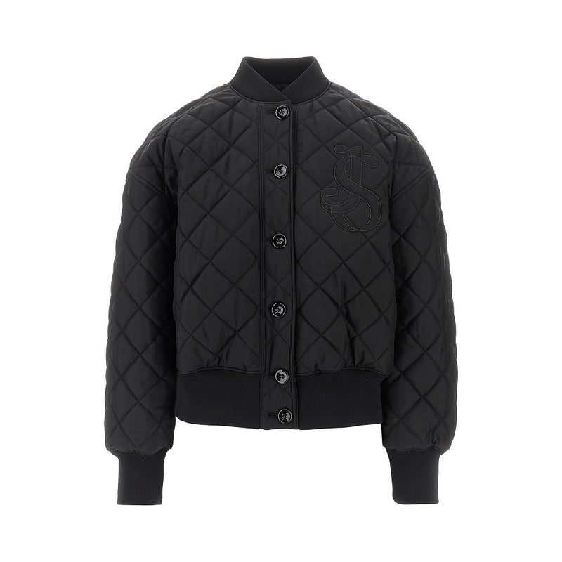 Jil Sander Jil Sander Diamond-quilted Twill Bomber Jacket Black - World Class Fashion