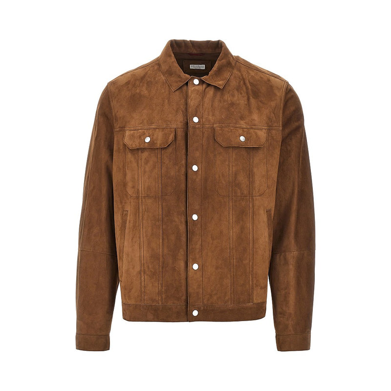 Brunello Cucinelli Brunello Cucinelli Suede Leather Jacket Brown Men - World Class Fashion