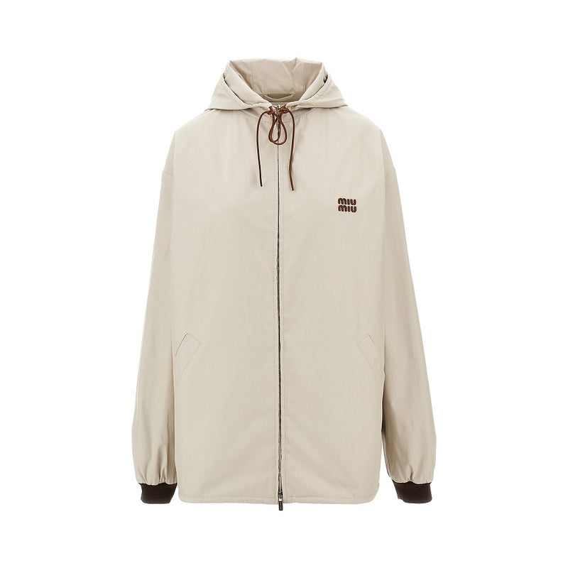 Miu Miu Miu Miu Oversized Panama Blouson Jacket Beige - World Class Fashion