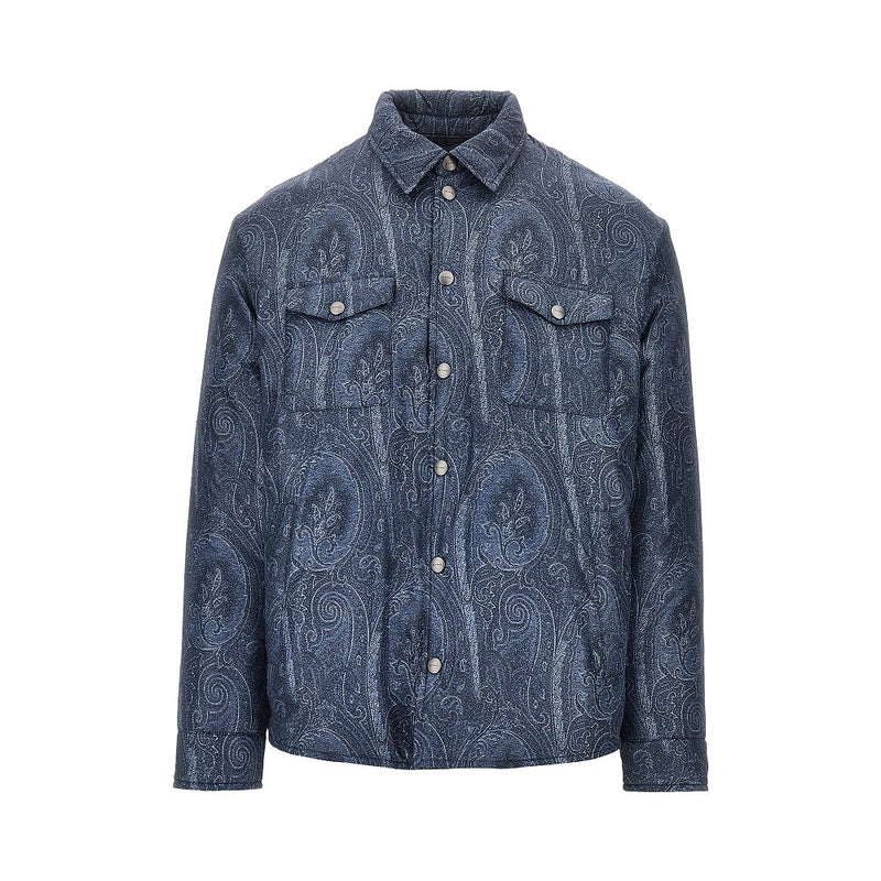 Etro Etro Nylon Overshirt with Paisley Print Blue - World Class Fashion