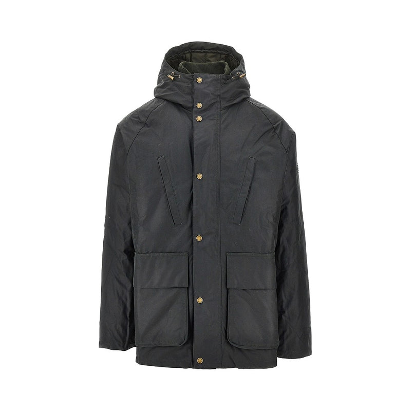 Barbour International Barbour International Oakdale Waxed Cotton Parka Green - World Class Fashion
