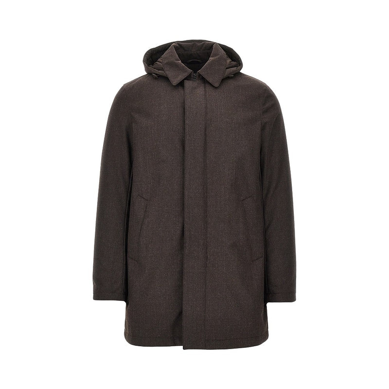 Herno Herno Padded Technical Wool Down Jacket Brown - World Class Fashion