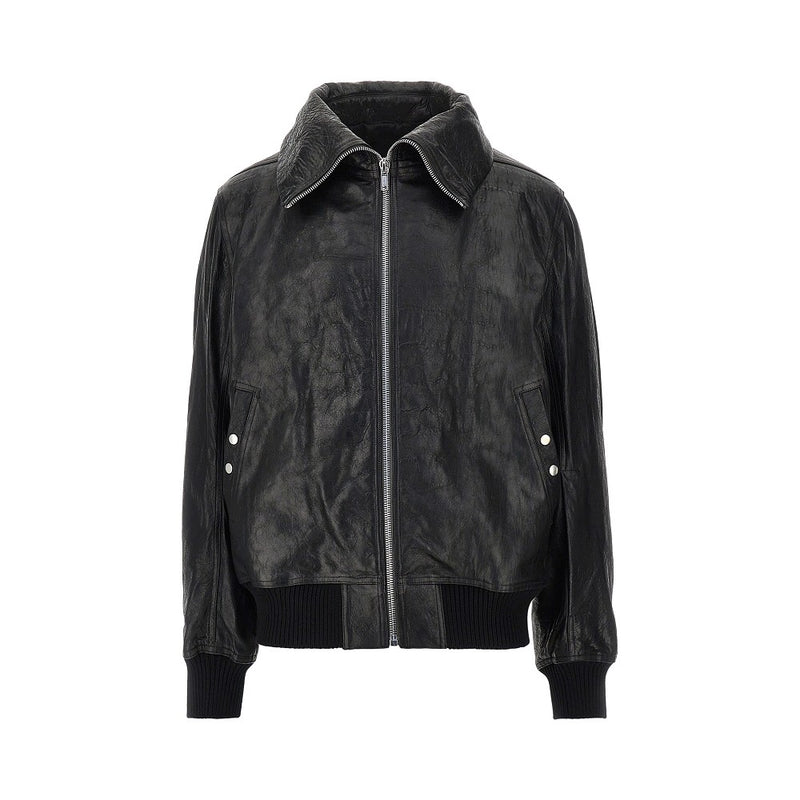 Rick Owens Rick Owens Dracuflight Leather Bomber Jacket Black - World Class Fashion