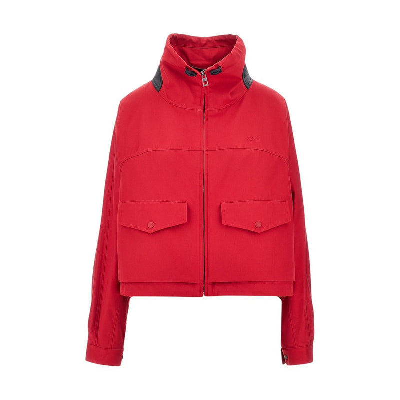 Loewe Loewe Cotton Silk Jacket with Leather Red Women - World Class Fashion