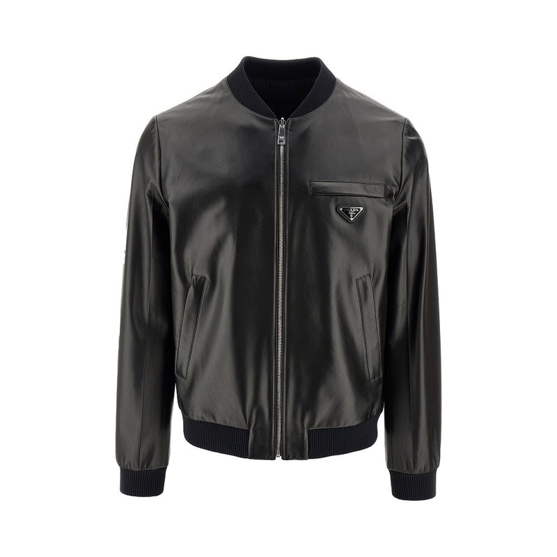 Prada Prada Re-Nylon and Leather Reversible Bomber Black - World Class Fashion