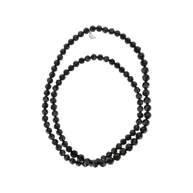 Emporio Armani Emporio Armani Multifaceted Beads Long Necklace Black - World Class Fashion