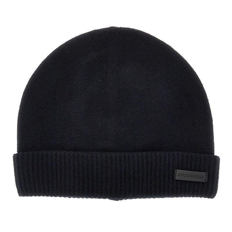 Emporio Armani Emporio Armani Cashmere Beanie Hat Blue - World Class Fashion