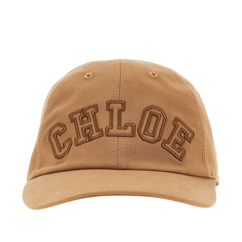 Chloe Chloe Logo Embroidery Cotton Baseball Cap Brown - World Class Fashion
