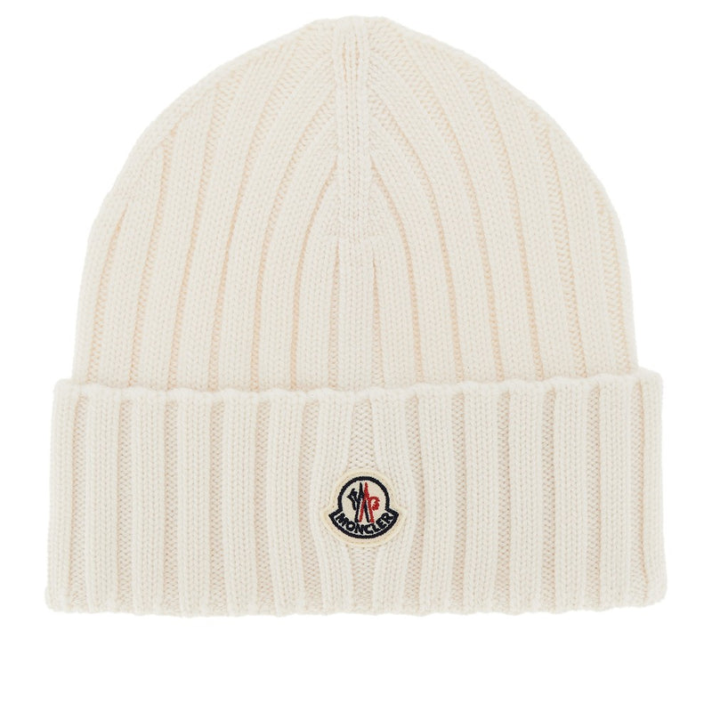 Moncler Moncler Wool Beanie Hat White Women - World Class Fashion