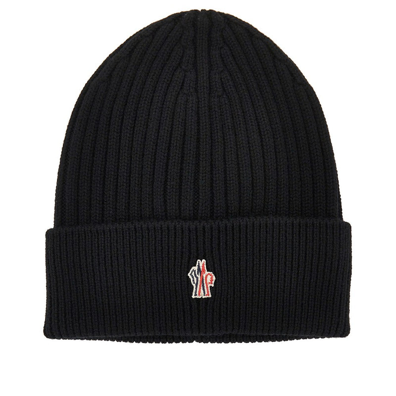 Moncler Grenoble Moncler Grenoble Logo Patch Wool Beanie Hat Black - World Class Fashion