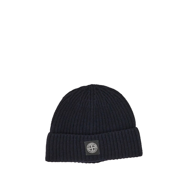Stone Island Stone Island Virgin Wool Beanie Hat With Logo Patch - World Class Fashion