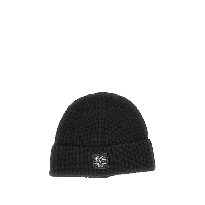 Stone Island Stone Island Virgin Wool Beanie Hat With Logo Patch - World Class Fashion