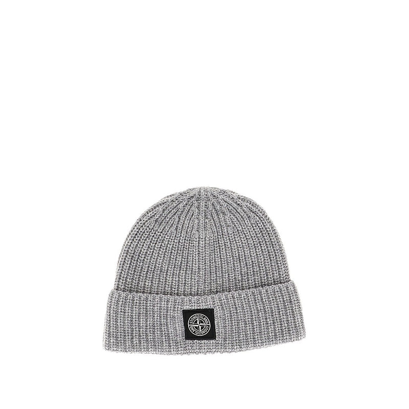 Stone Island Stone Island Virgin Wool Beanie Hat With Logo Patch - World Class Fashion