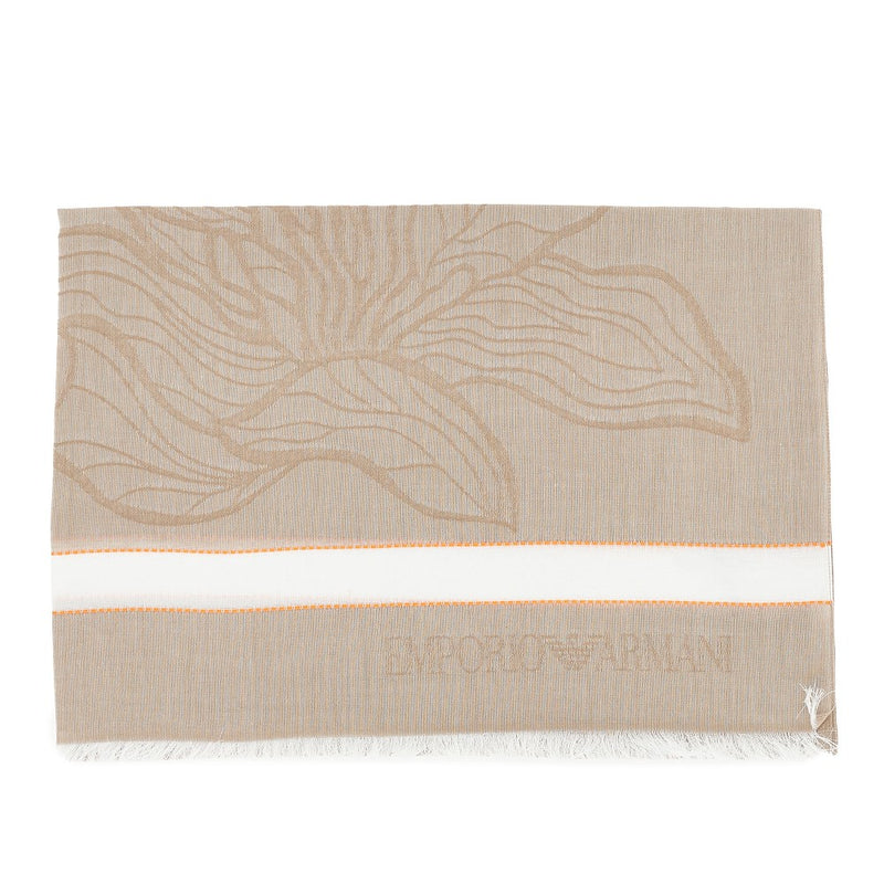 Emporio Armani Emporio Armani Jacquard Cotton-blend Scarf Beige - World Class Fashion