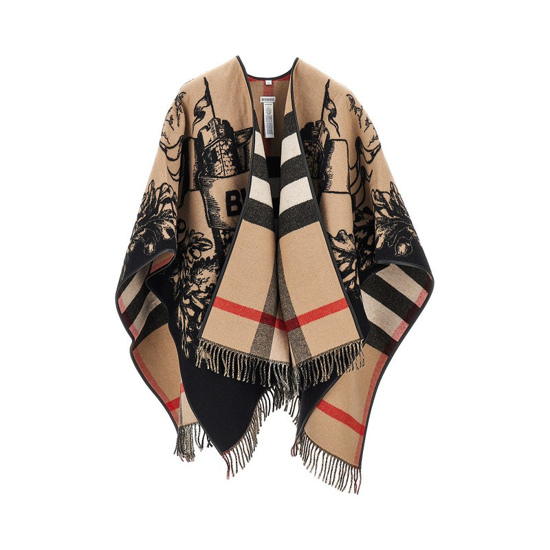 Burberry Burberry Gallant Knight Wool Cape Beige - World Class Fashion