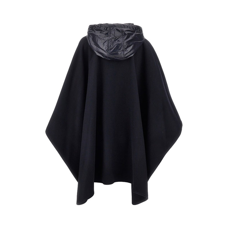 Moncler Moncler Wool Cape with Nylon Hood Blue - World Class Fashion