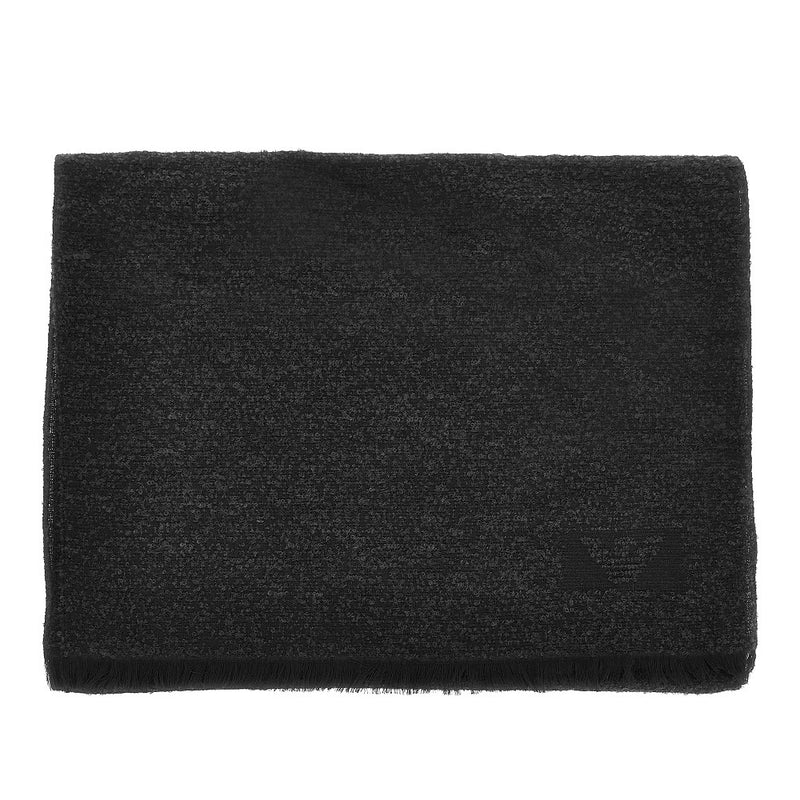 Emporio Armani Emporio Armani Bouclé Wool Blend Scarf Black - World Class Fashion