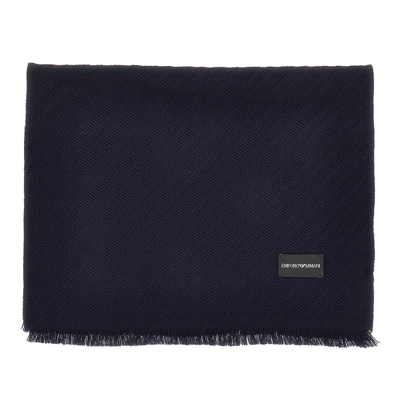 Emporio Armani Emporio Armani Jacquard Wool Scarf Blue - World Class Fashion