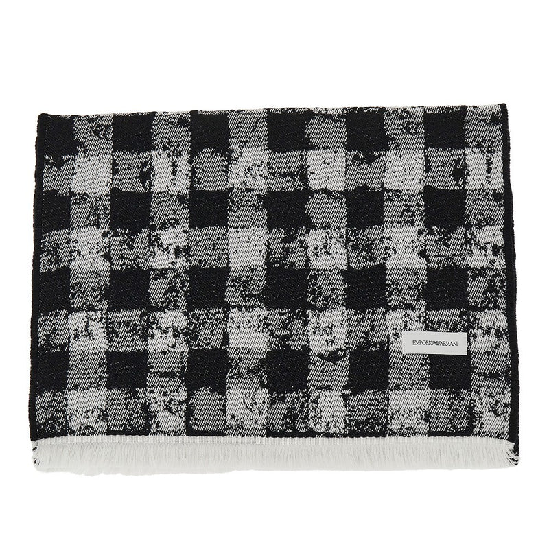Emporio Armani Emporio Armani Knitted Scarf Check Motif Black - World Class Fashion