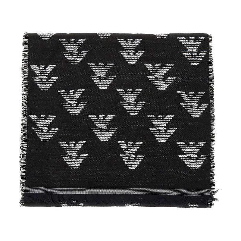 Emporio Armani Emporio Armani Knitted Scarf with Eagle Motif Black - World Class Fashion
