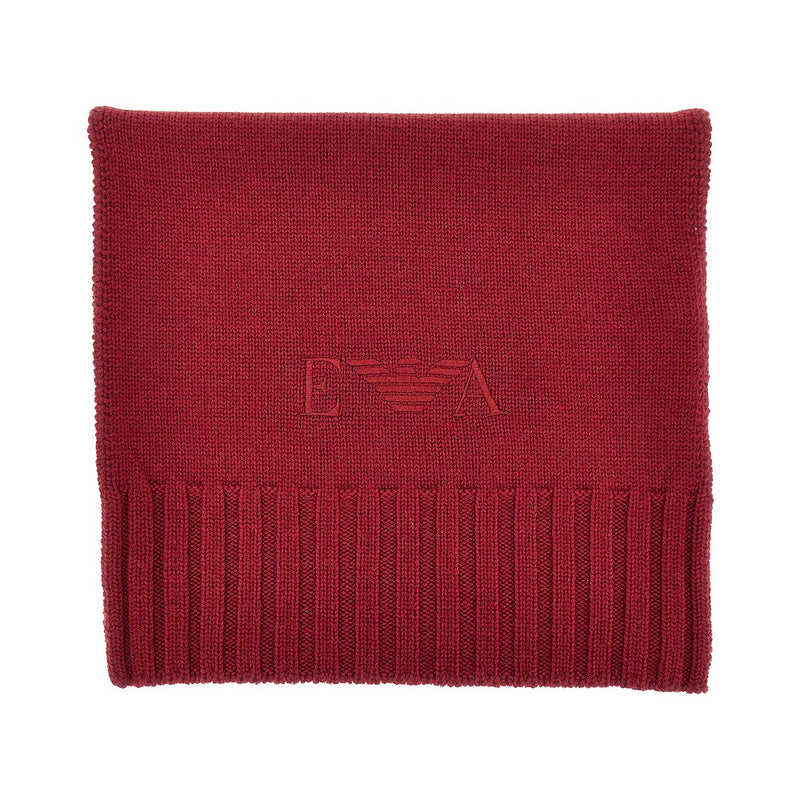 Emporio Armani Emporio Armani Wool Scarf with Logo Embroidery Red - World Class Fashion