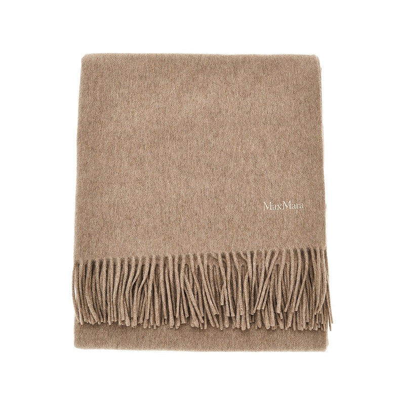 Max Mara Max Mara Logo Embroidery Cashmere Scarf Beige - World Class Fashion