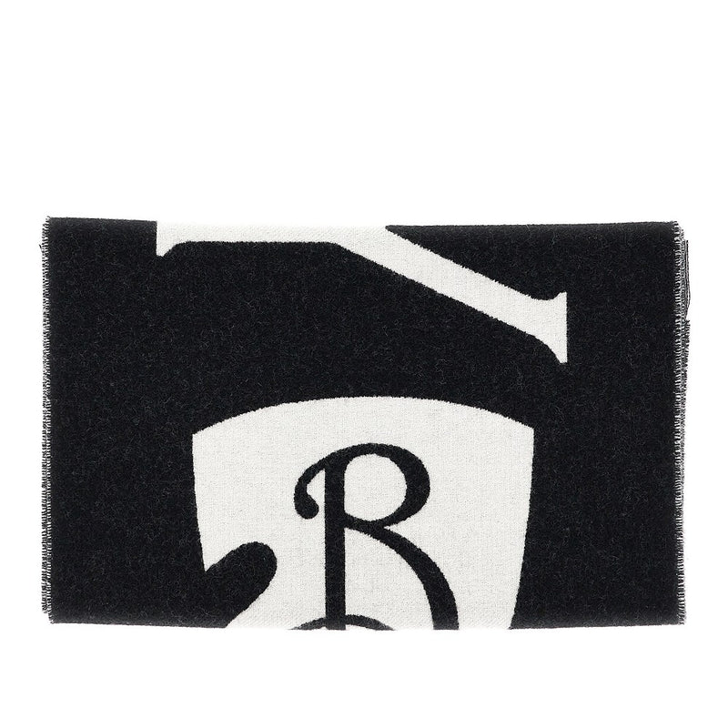 Burberry Burberry Jacquard Logo Wool Scarf Black - World Class Fashion